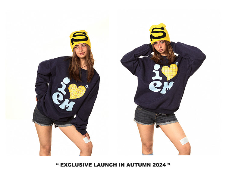 BLACKBB American Heart Print Crew Neck Sweatshirt