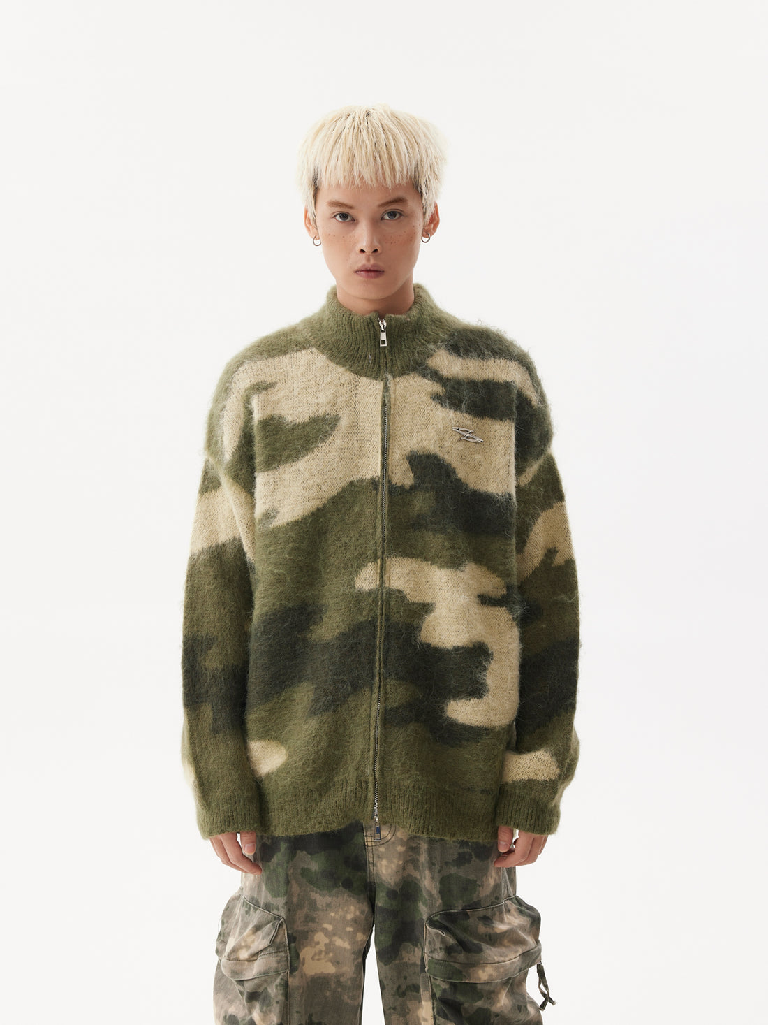 BTSG Slouchy Camouflage Cardigan Sweater Jacket