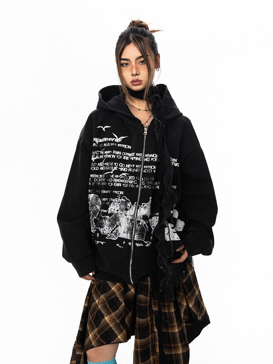 سترة BLACKBB كلاسيكية بسحاب على شكل حرف أبجدي مغسول