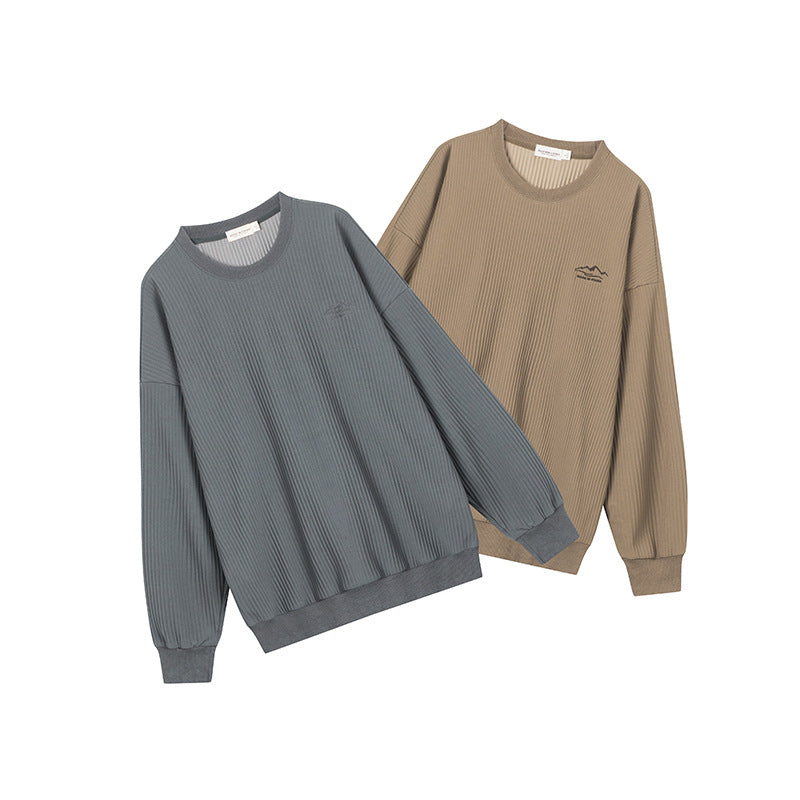 Nariele Loose Long Sleeve Crew Neck Sweatshirt Embroidery New Vintage Top