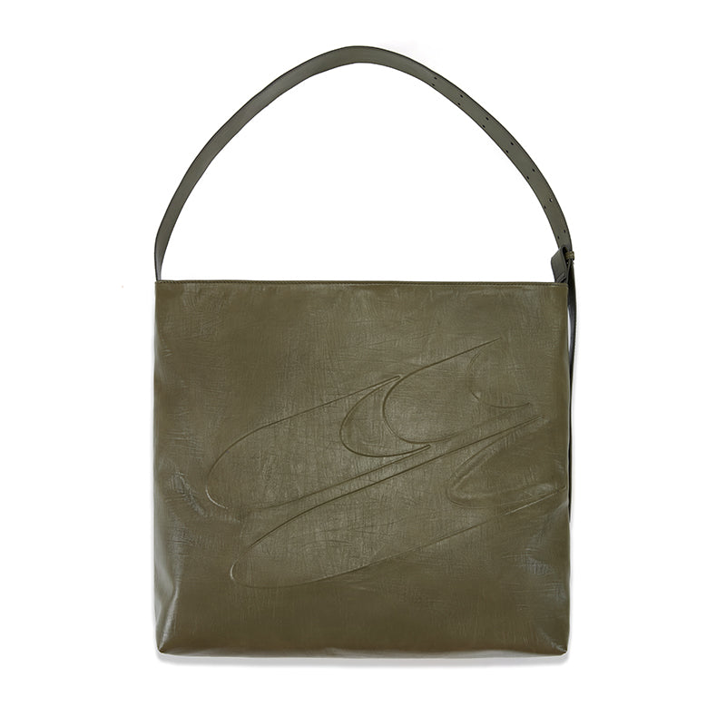 حقيبة جلدية كروس ذات سعة كبيرة من CryingCenter باللون الأسود والشمع الزيتي