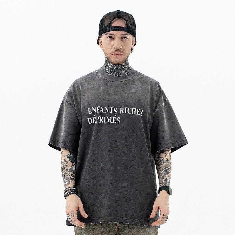FORGIVNESS  Bai Jingting with the same washed gradient distressed oversize Tee