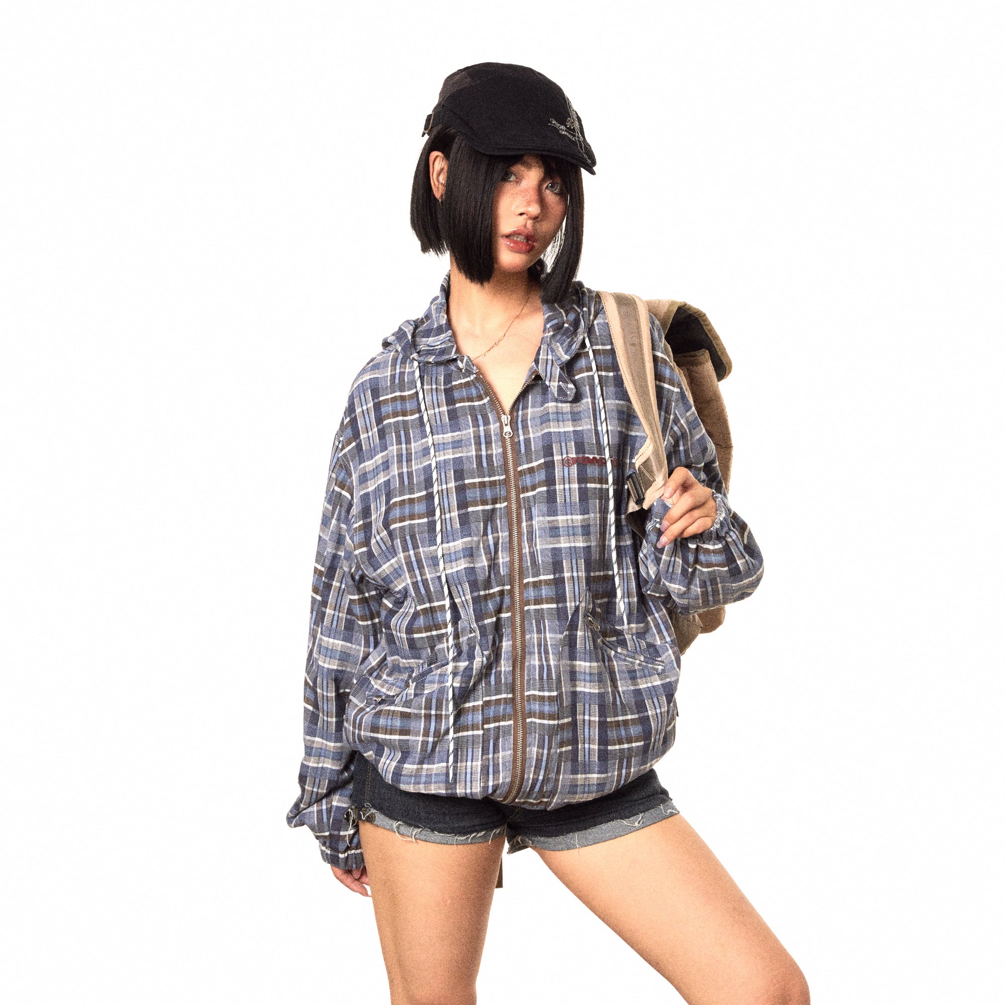 سترة BLACKBB الأمريكية بسحاب منقوشة غير منتظمة