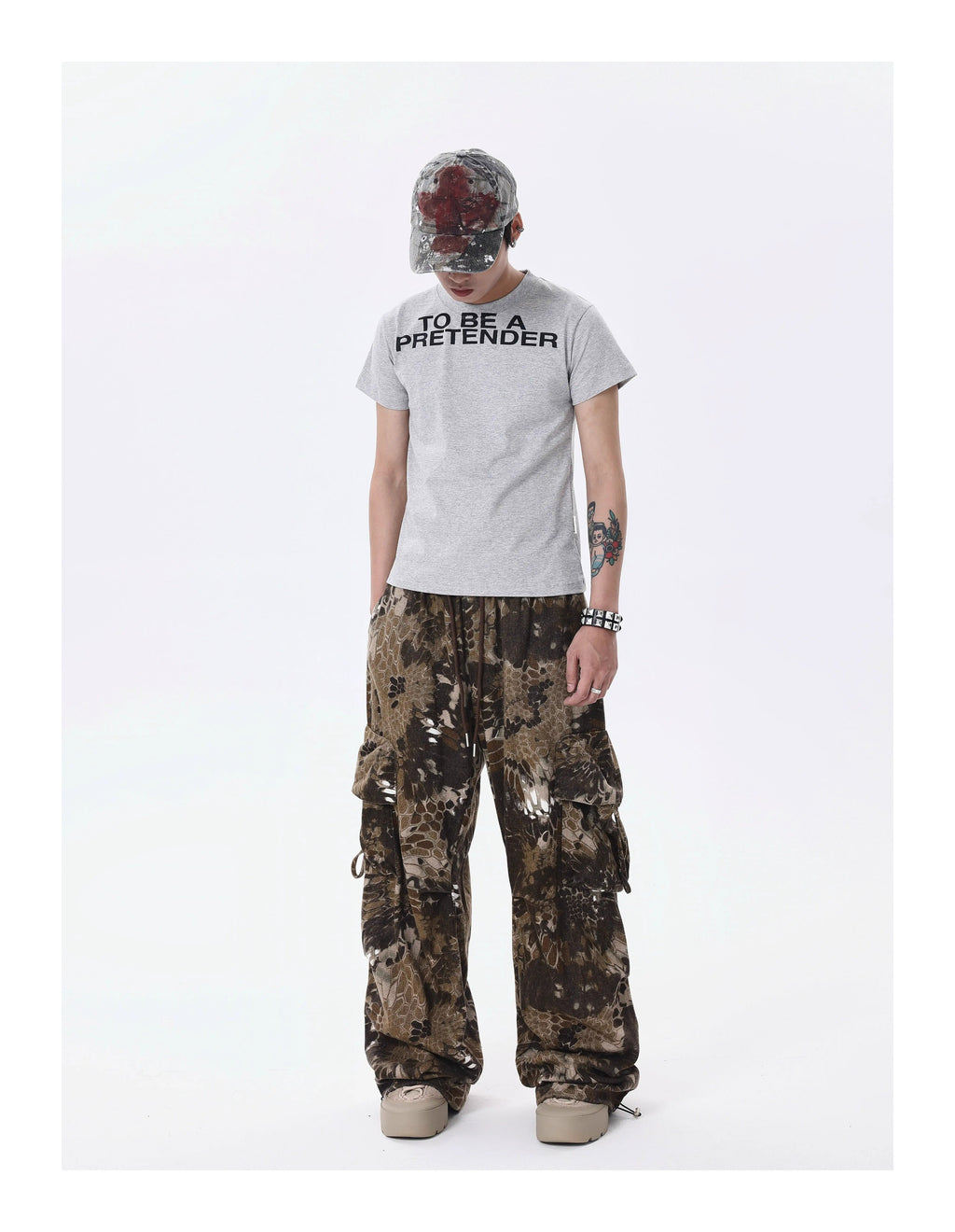 BTSG* American Retro Wasteland Snake Camouflage Multi-Pocket Cargo Pants