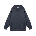 Nariele Retro Style Button Zipper Sweatshirt Loose Unisex Hoodie Jacket