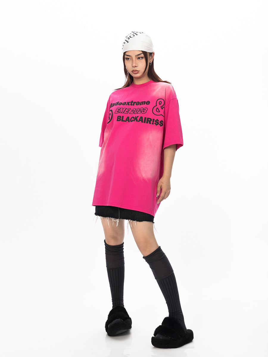 تي شيرت BLACKBB بأكمام قصيرة مطبوع من الأمام والخلف