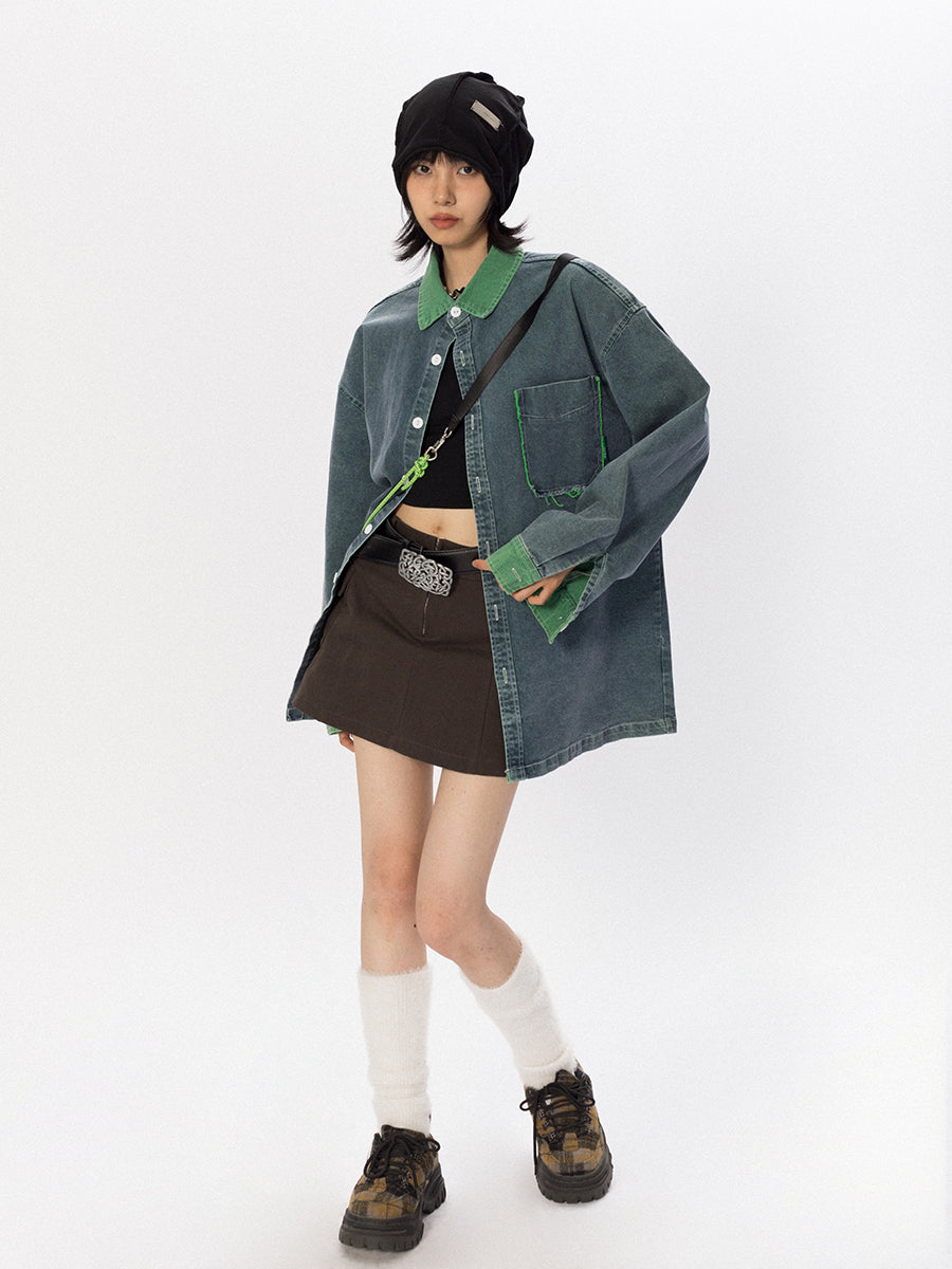 BLACKBB Vintage Washed Denim Shirt Coat