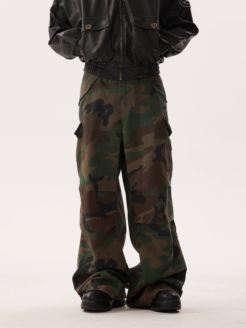 BTSG Drawstring Baggy Camouflage Cargo Pants
