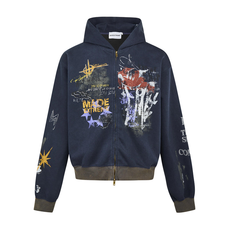 "Clearance" MADEEXTREME KAI CENAT Graffiti Zipped Hoodie