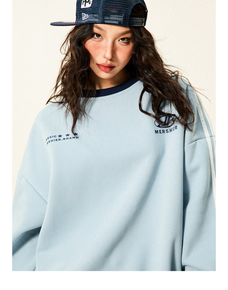 Mershier American Retro Sports Crew Neck Sweatshirt