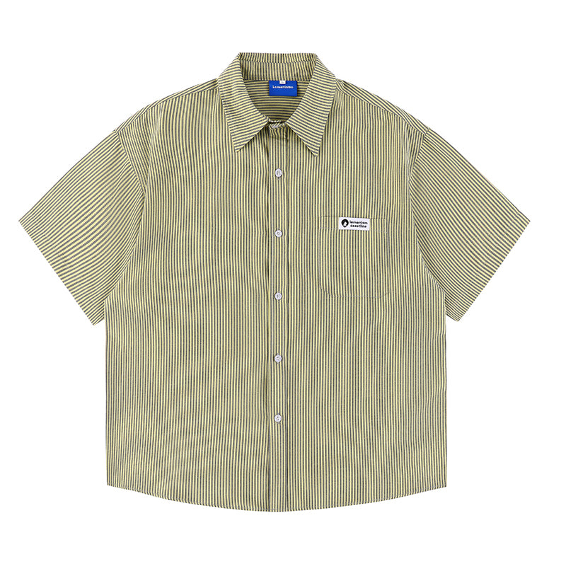 Lemanism Japanese Vertical Striped Shirt