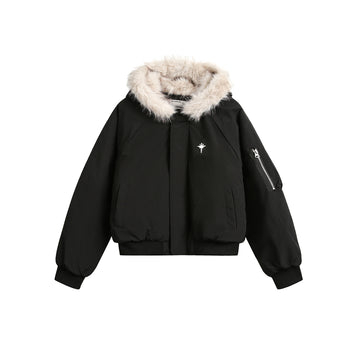 BTSG Fur Collar Cropped Padded ZAPA Jacket