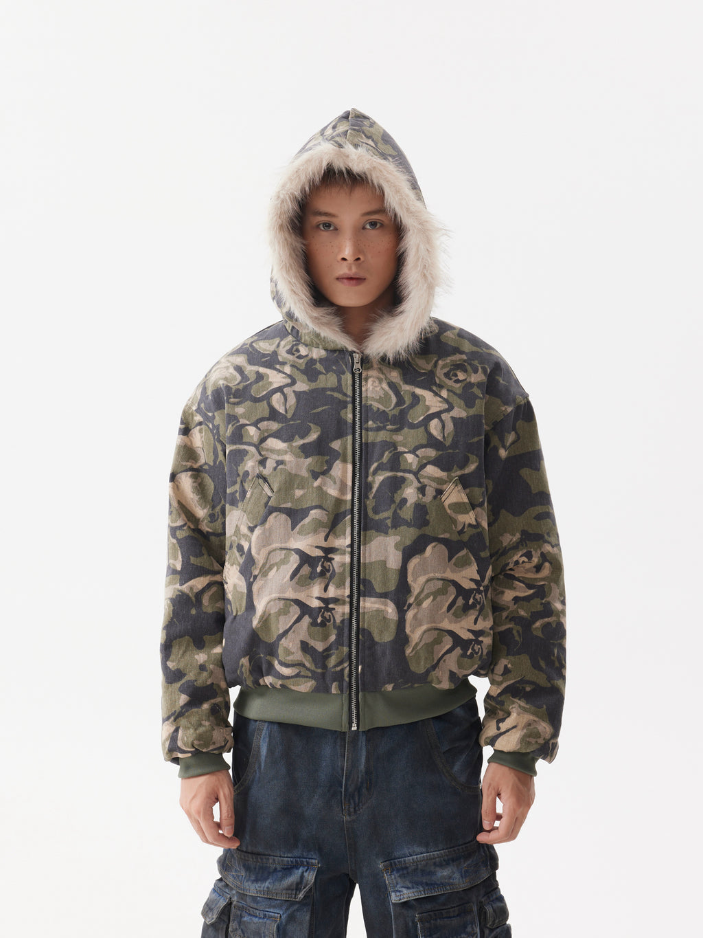 BTSG Camouflage Plush Mountain Carved Jacket