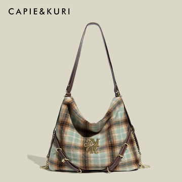 CAPIE&KURI Tweed Check LARGE Tote Bag