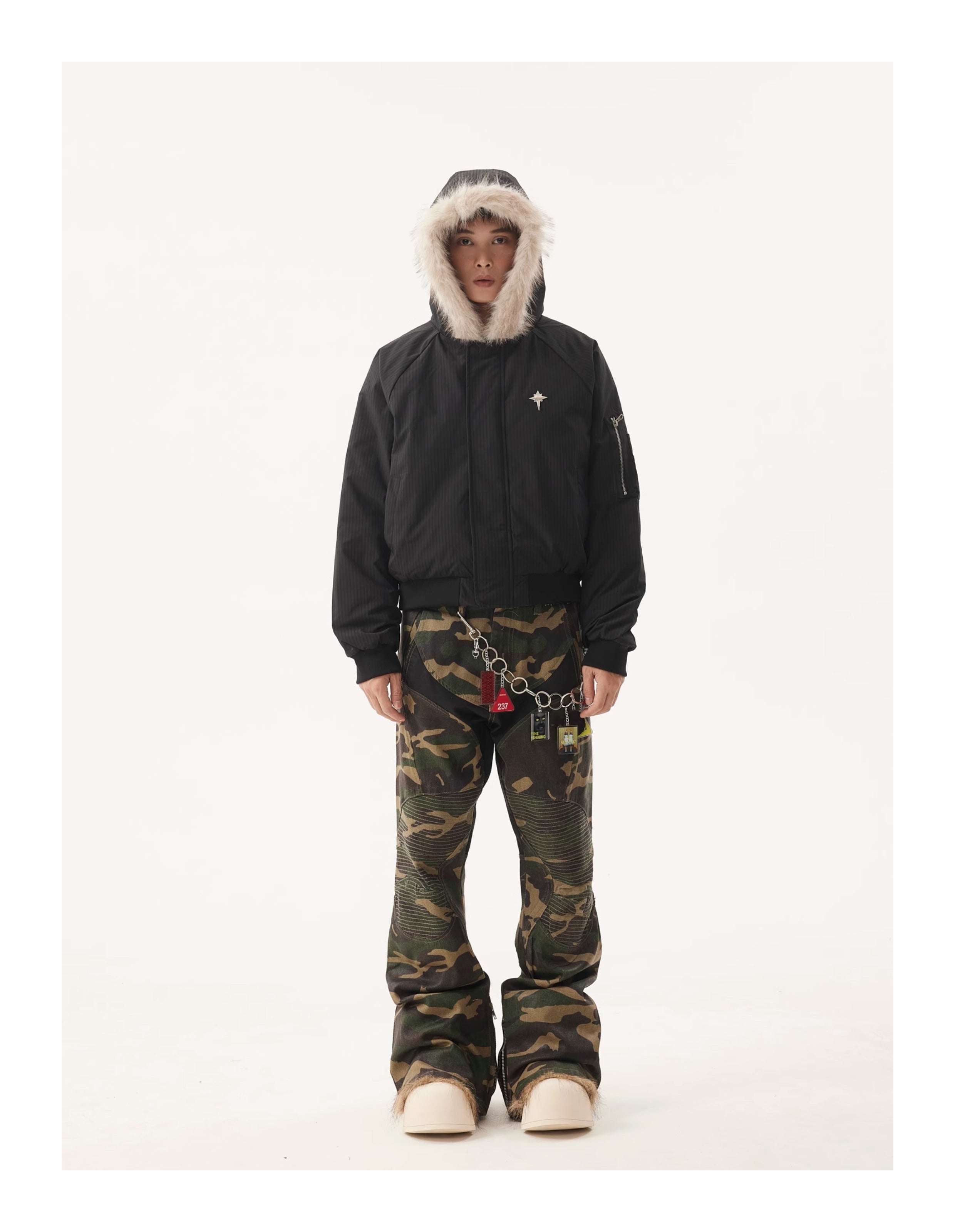 BTSG Fur Collar Cropped Padded ZAPA Jacket