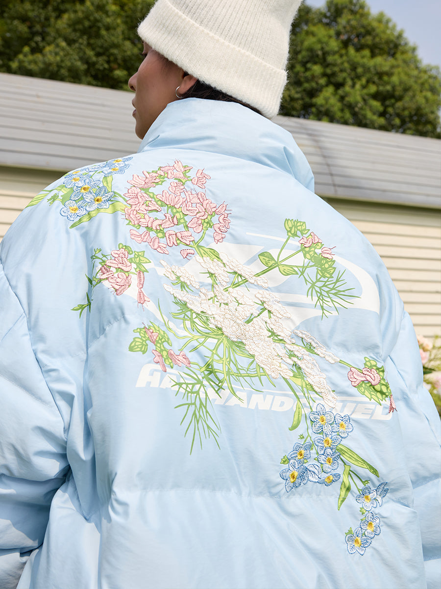 Harshandcruel Yoke Floral Embroidery Graphene Warm Bread Jacket