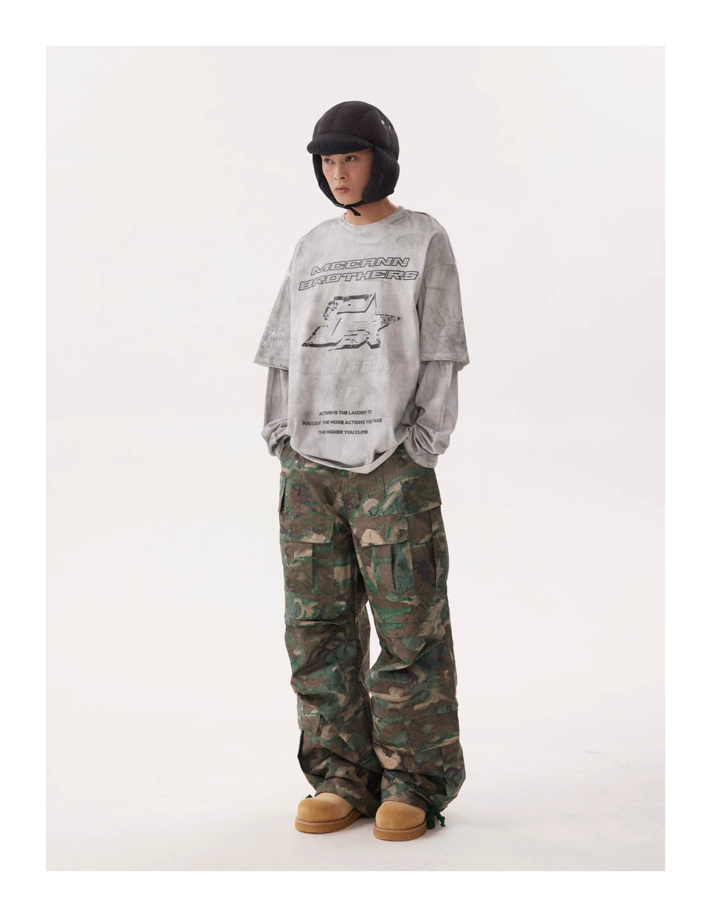 BTSG Dirty Stained Racing Fake Two Long Sleeve Tee