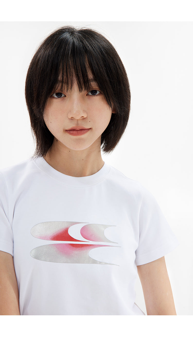 CryingCenter Pink & Silver Gradient Logo Women Tee