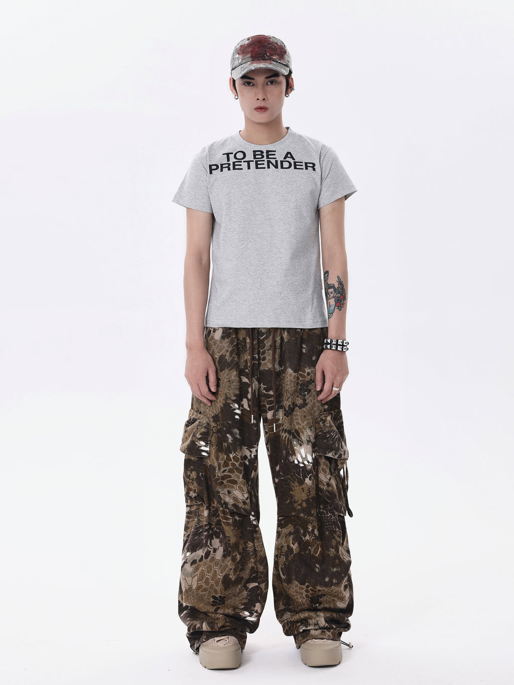 BTSG* American Retro Wasteland Snake Camouflage Multi-Pocket Cargo Pants