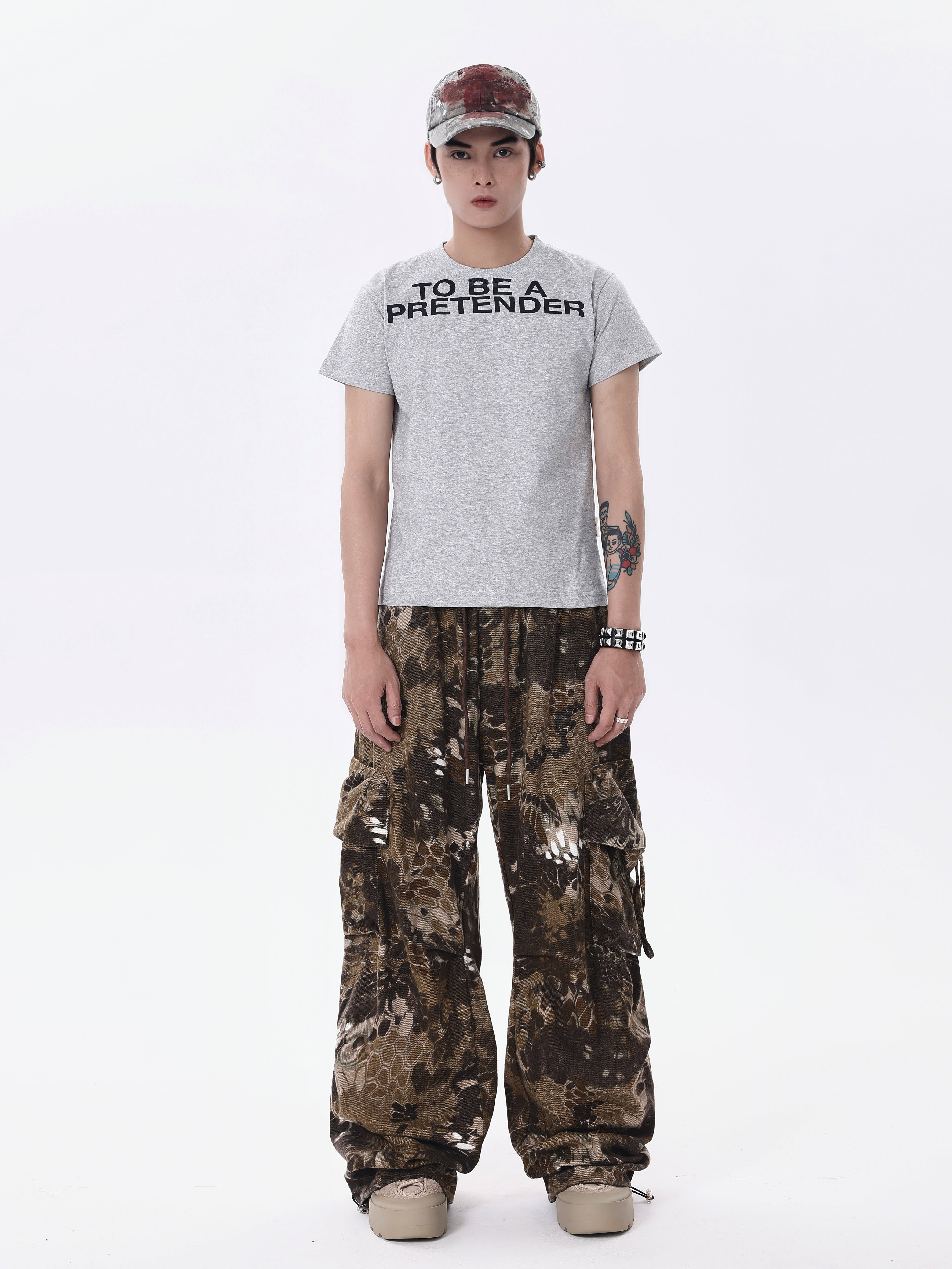 BTSG* American Retro Wasteland Snake Camouflage Multi-Pocket Cargo Pants