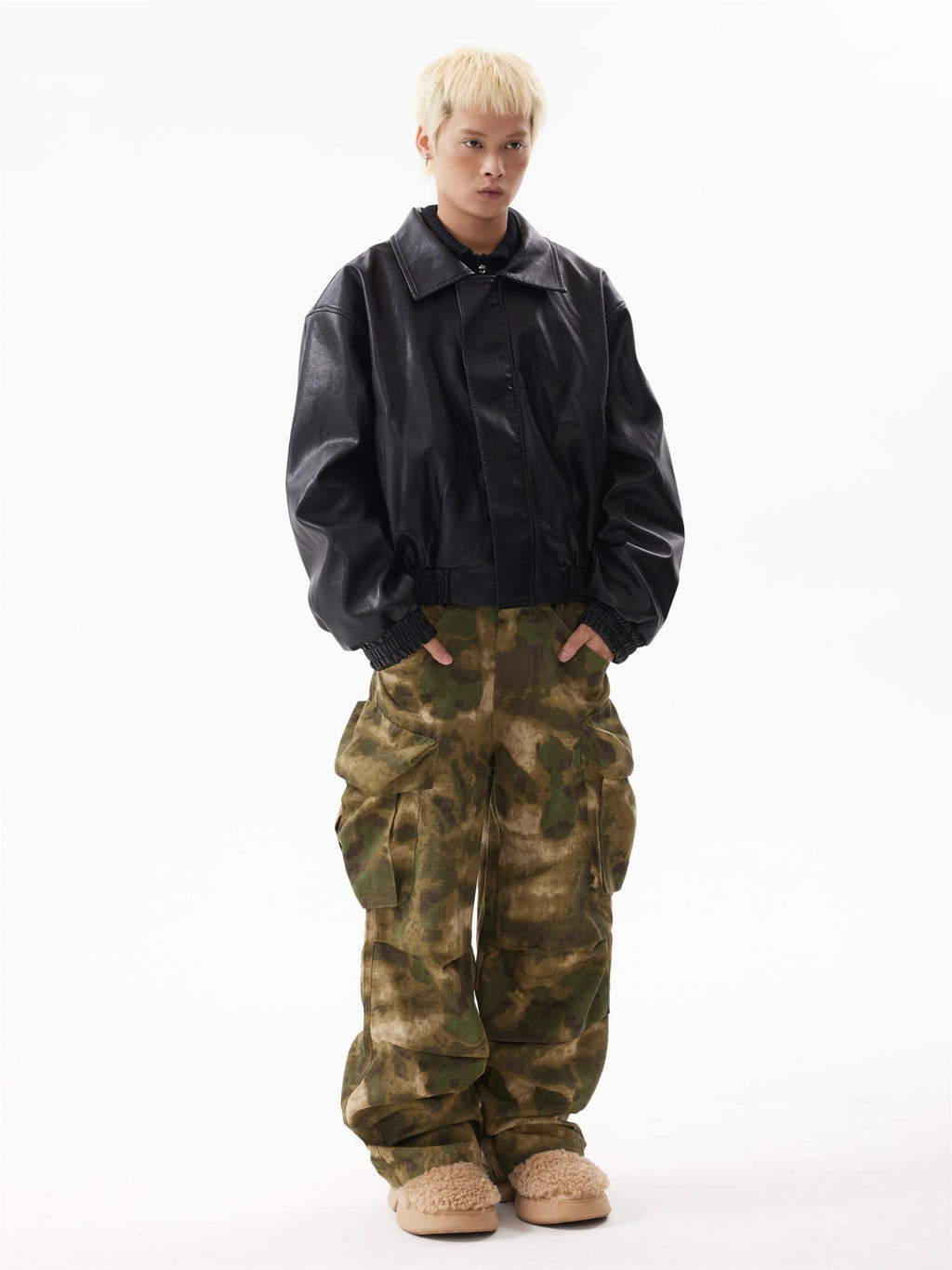 BTSG Lux Cropped Silhouette Leather Jacket