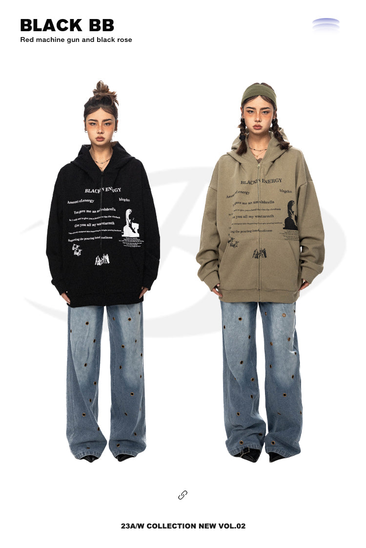 BLACKBB American Vintage Print Cardigan Sweatshirt