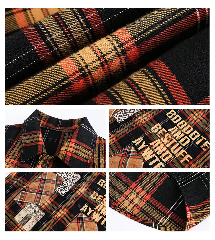 قميص BLACKBB Retro Elements بطبعة منقوشة وأكمام طويلة