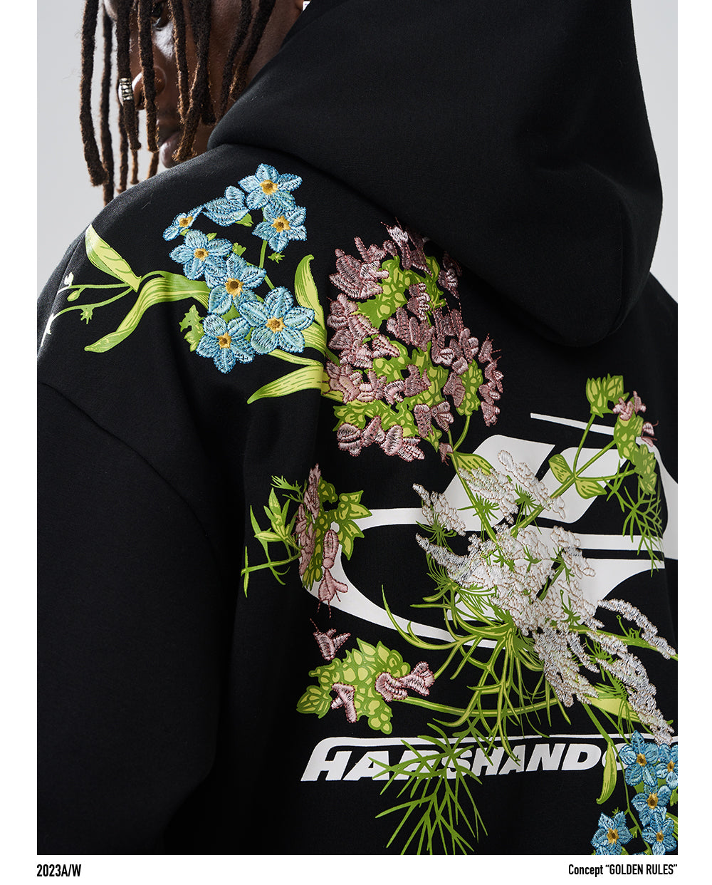 Harshandcruel Floral embroidery loose Hoodie