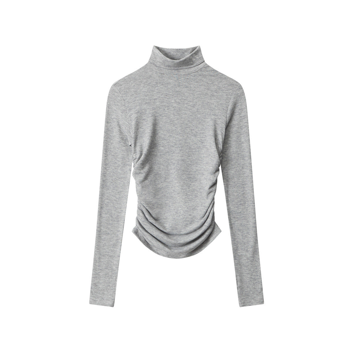 Nariele High Neck Ruffle Long Sleeve Slim Fit Top