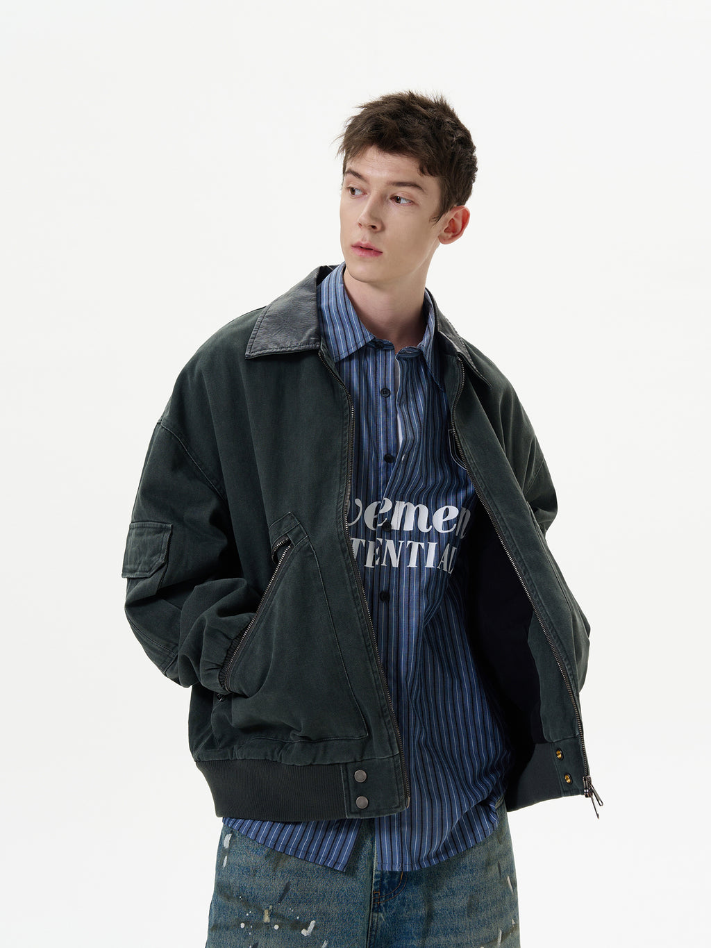 MADWITCH American Retro Street Vintage Cargo Loose Deconstructed Zipper Jacket