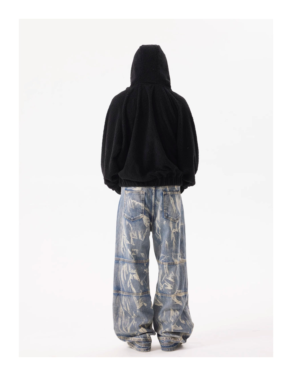 BTSG American Retro Washed Stitched Structure Jeans, Street Hip-Hop Ruffian