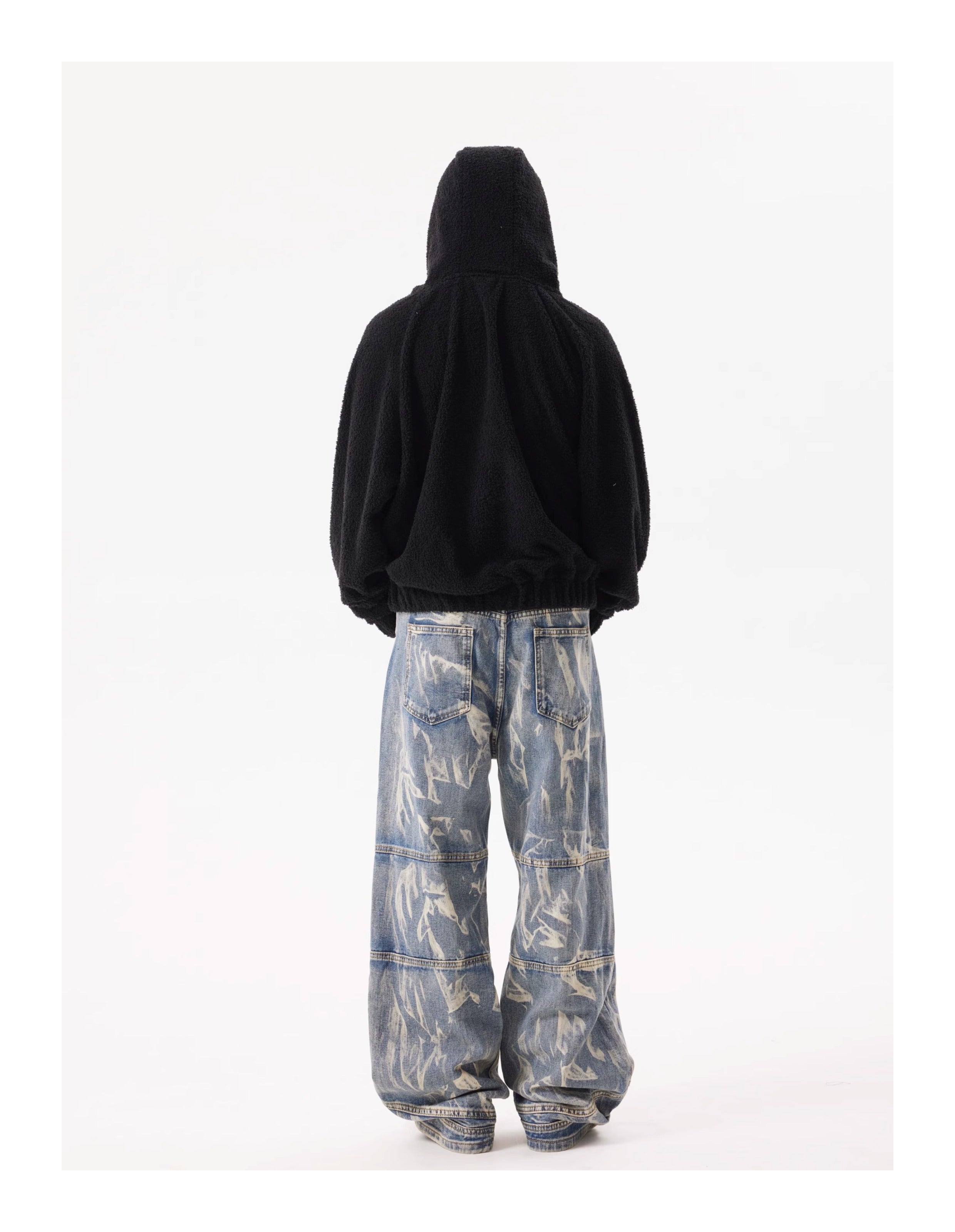 BTSG American Retro Washed Stitched Structure Jeans, Street Hip-Hop Ruffian