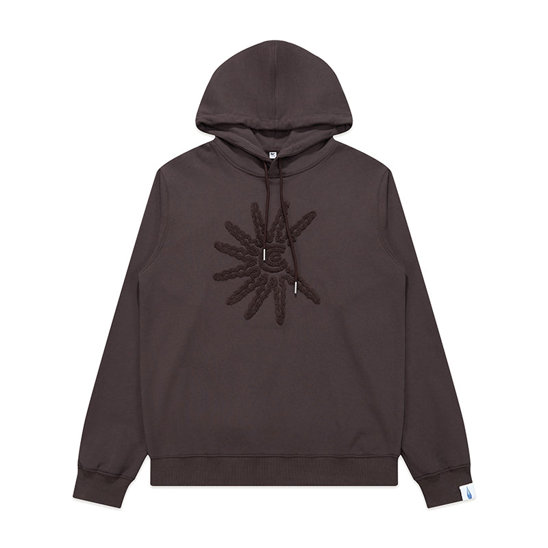 CryingCenter Solar C Brown Dark Grey Towel Embroidered Hoodie