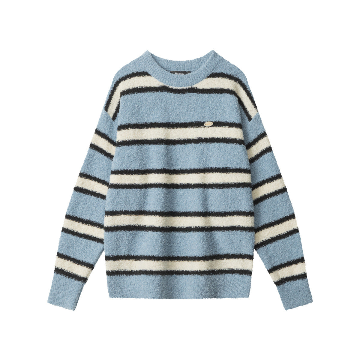 Nariele vintage striped crew neck sweater loose Puffy knit pullover Sweater