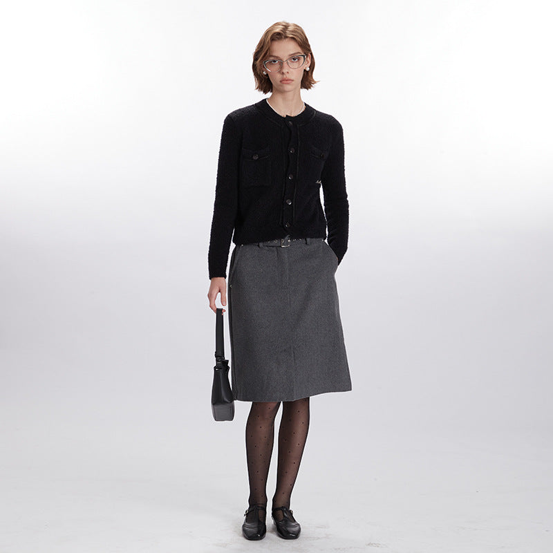Nariele round neck knitted sweater women's french top jacket short cardigan