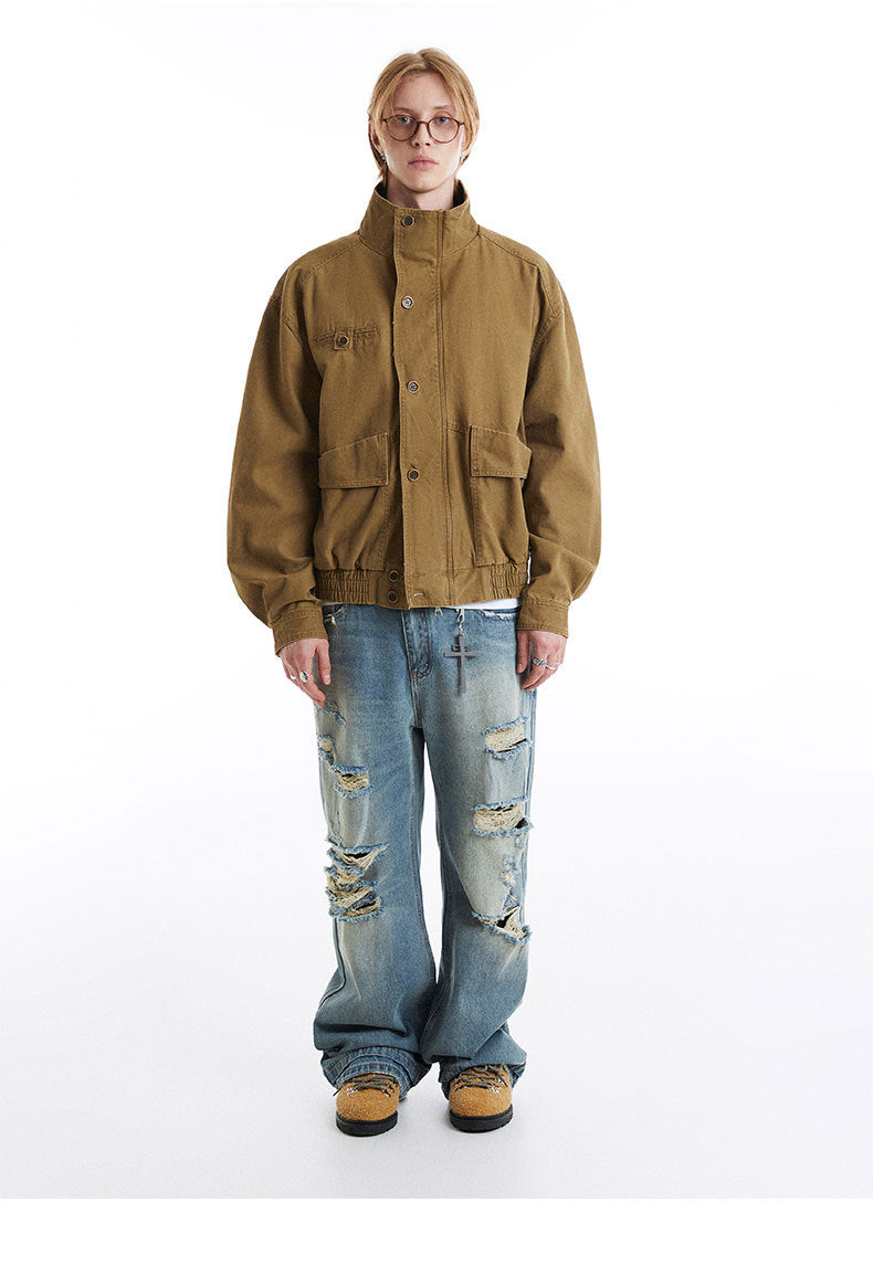 MADEEXTREME Vintage High Neck Neutral Loose Jacket