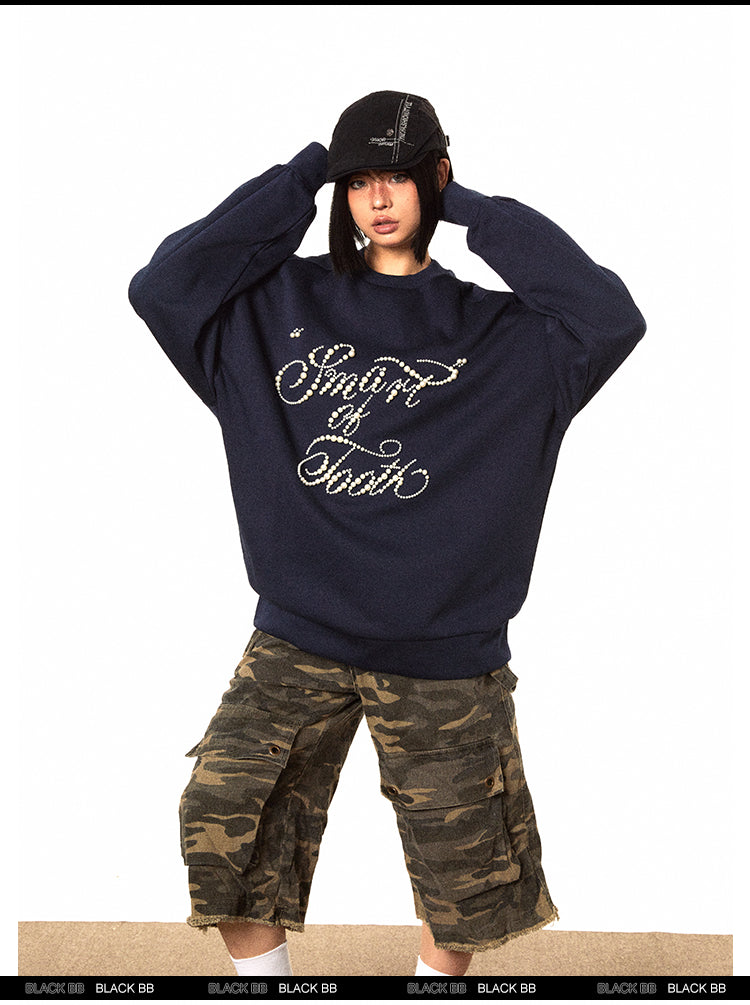 BLACKBB American Three-dimensional Pearl Sweatshirt
