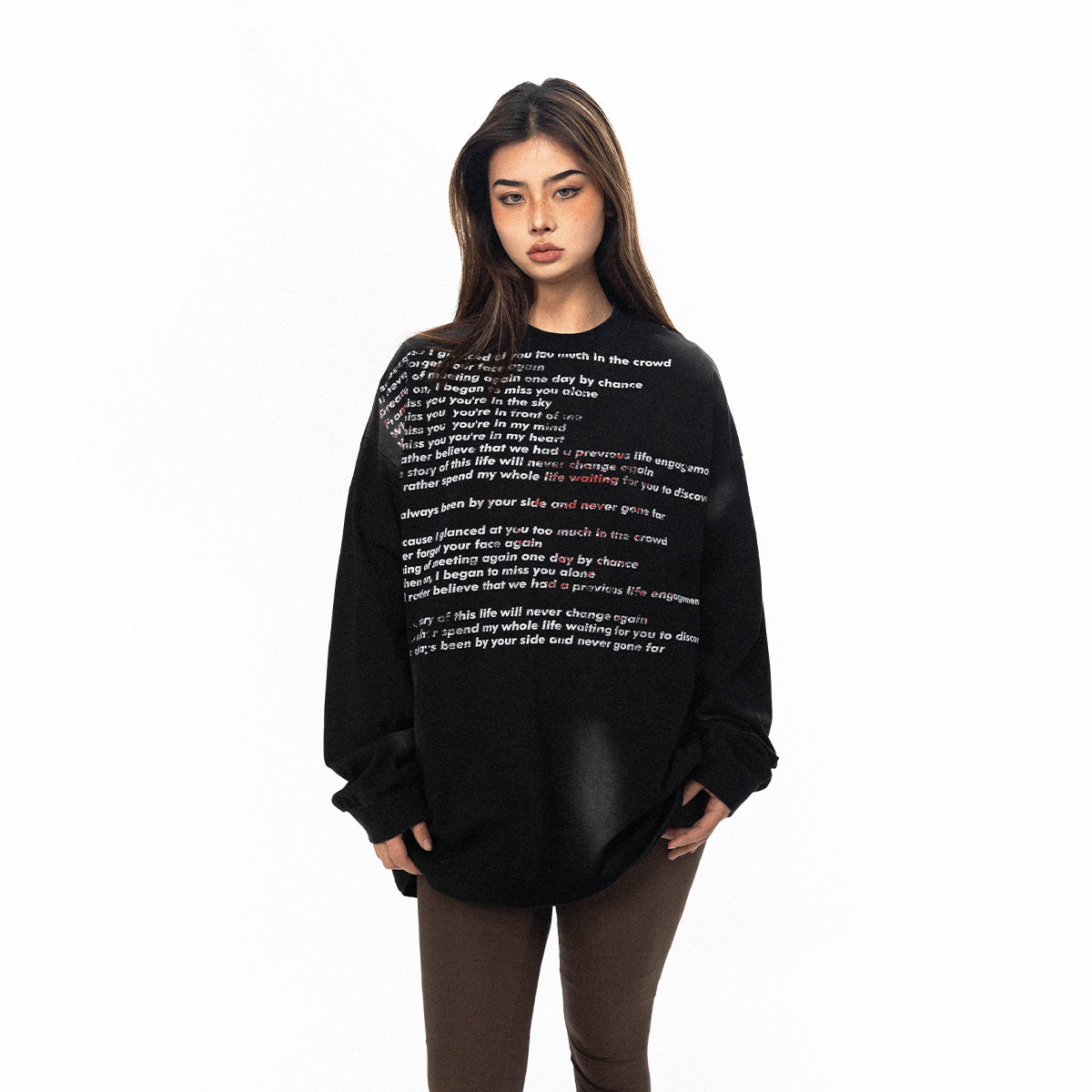 BLACKBB American Retro Fried Color Monogram Print Long Sleeve Tee