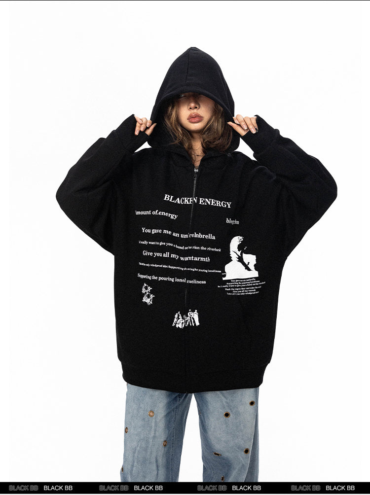 BLACKBB American Vintage Print Cardigan Sweatshirt