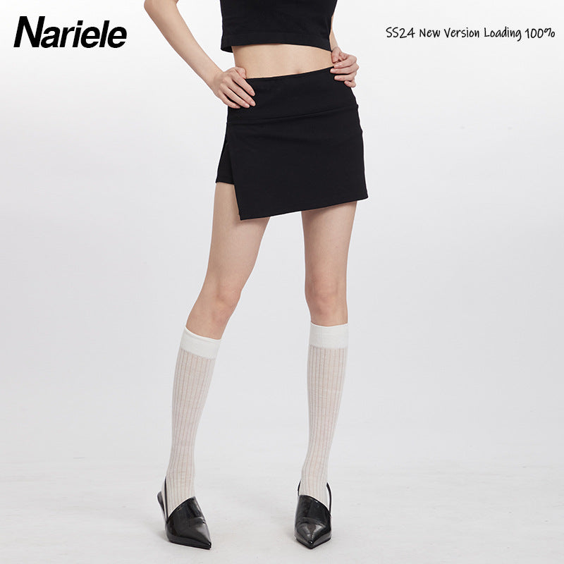 Nariele Side Slit High Waist Sports Style Skirt