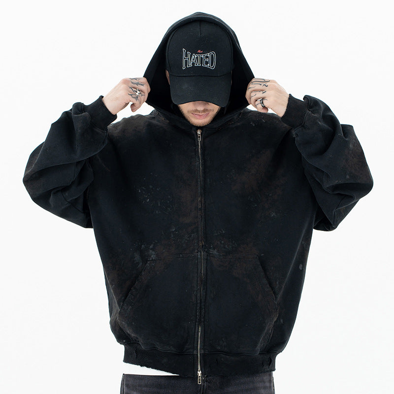 FORGIVNESS  Dirty Fit Mud Dyed Dirty Zipper Hoodie