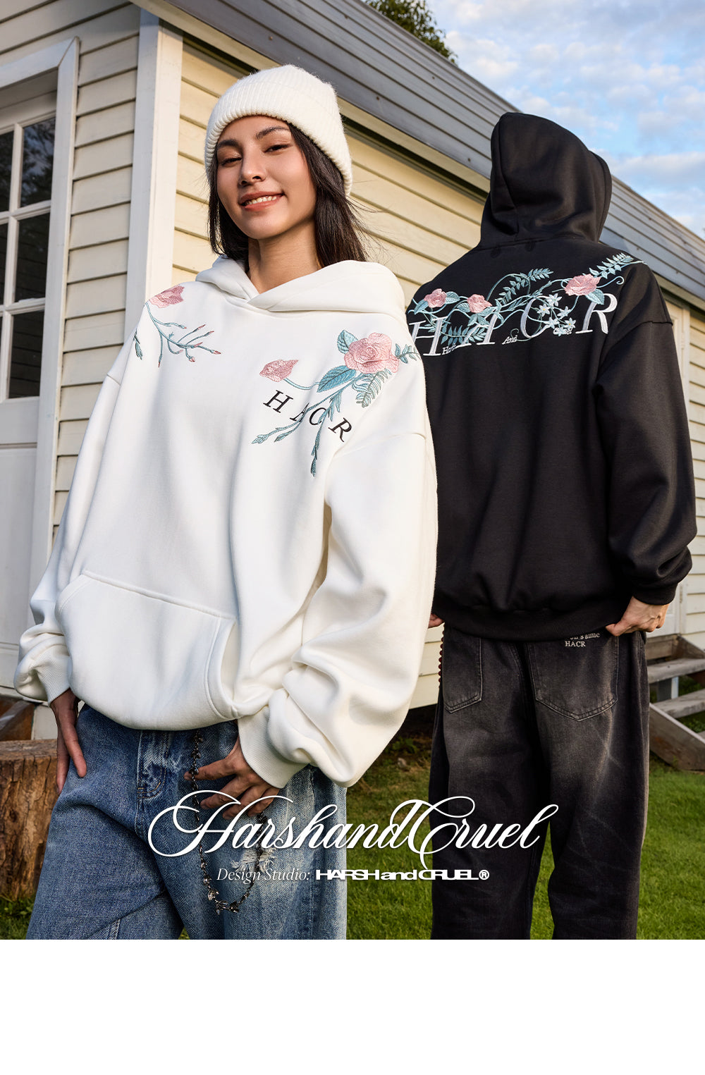 Harshandcruel Entwined Begonia Colorway Embroidered Hoodie