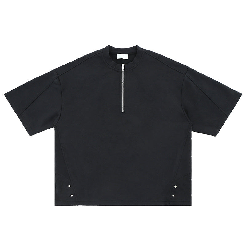 FORGIVNESS  Half Zipper Thickened Short Sleeve Tee