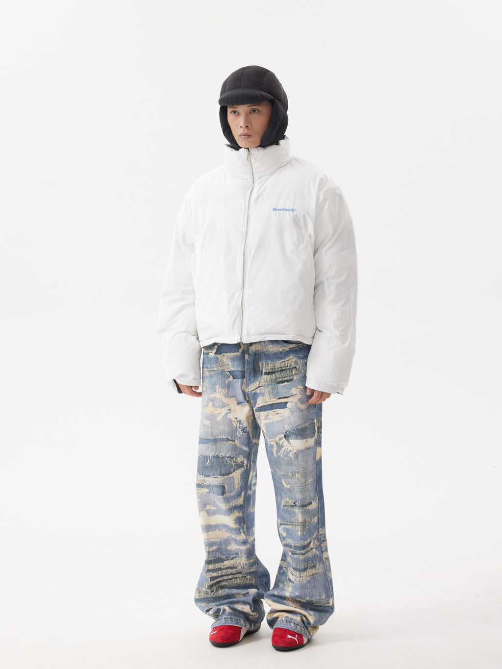 BTSG Reversible Plaid Cropped Puffer Jacket