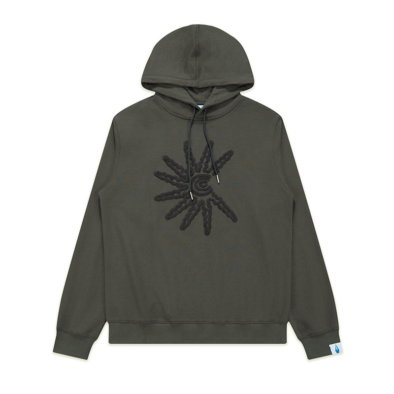 CryingCenter Solar C Brown Dark Grey Towel Embroidered Hoodie