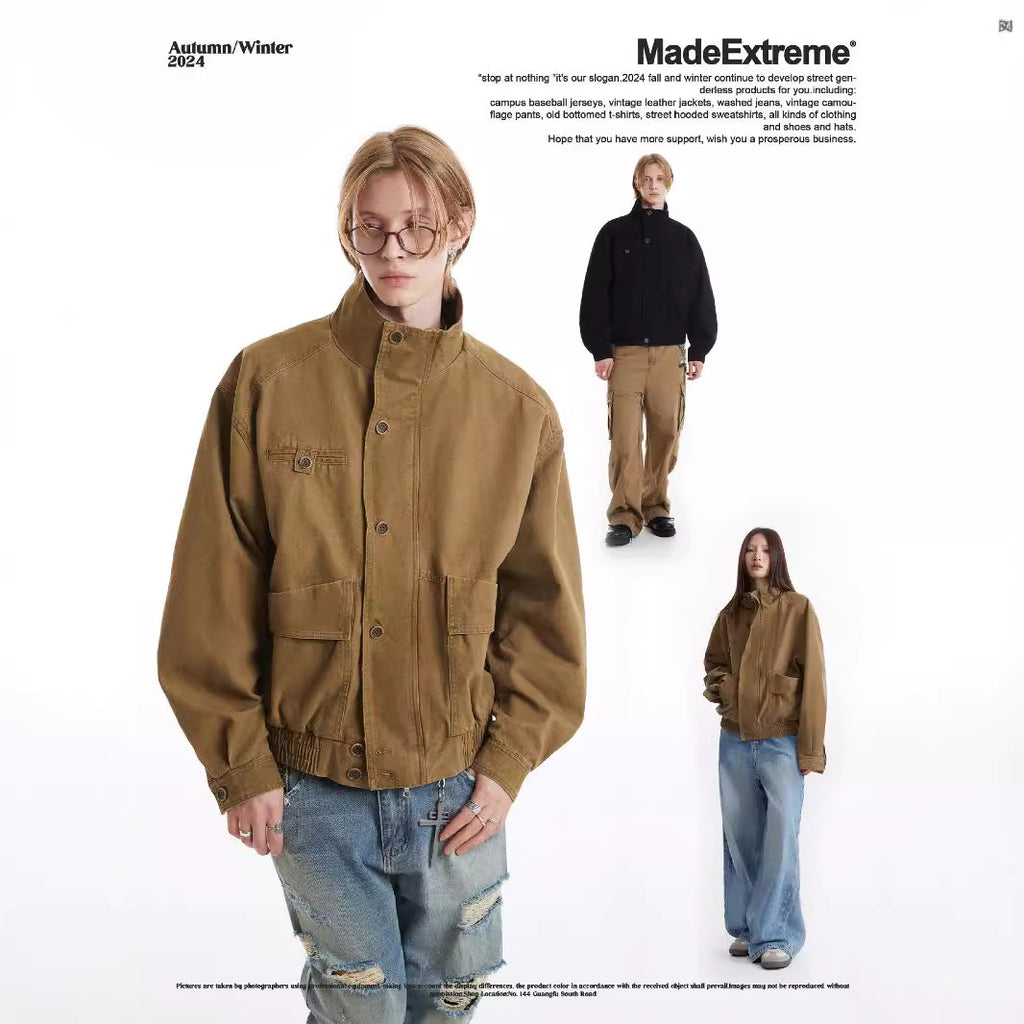 MADEEXTREME Vintage High Neck Neutral Loose Jacket