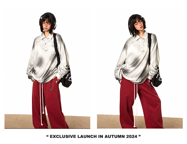 BLACKBB Washed Distressed Dirty Vintage American Tie-Dye Sweat Shirt