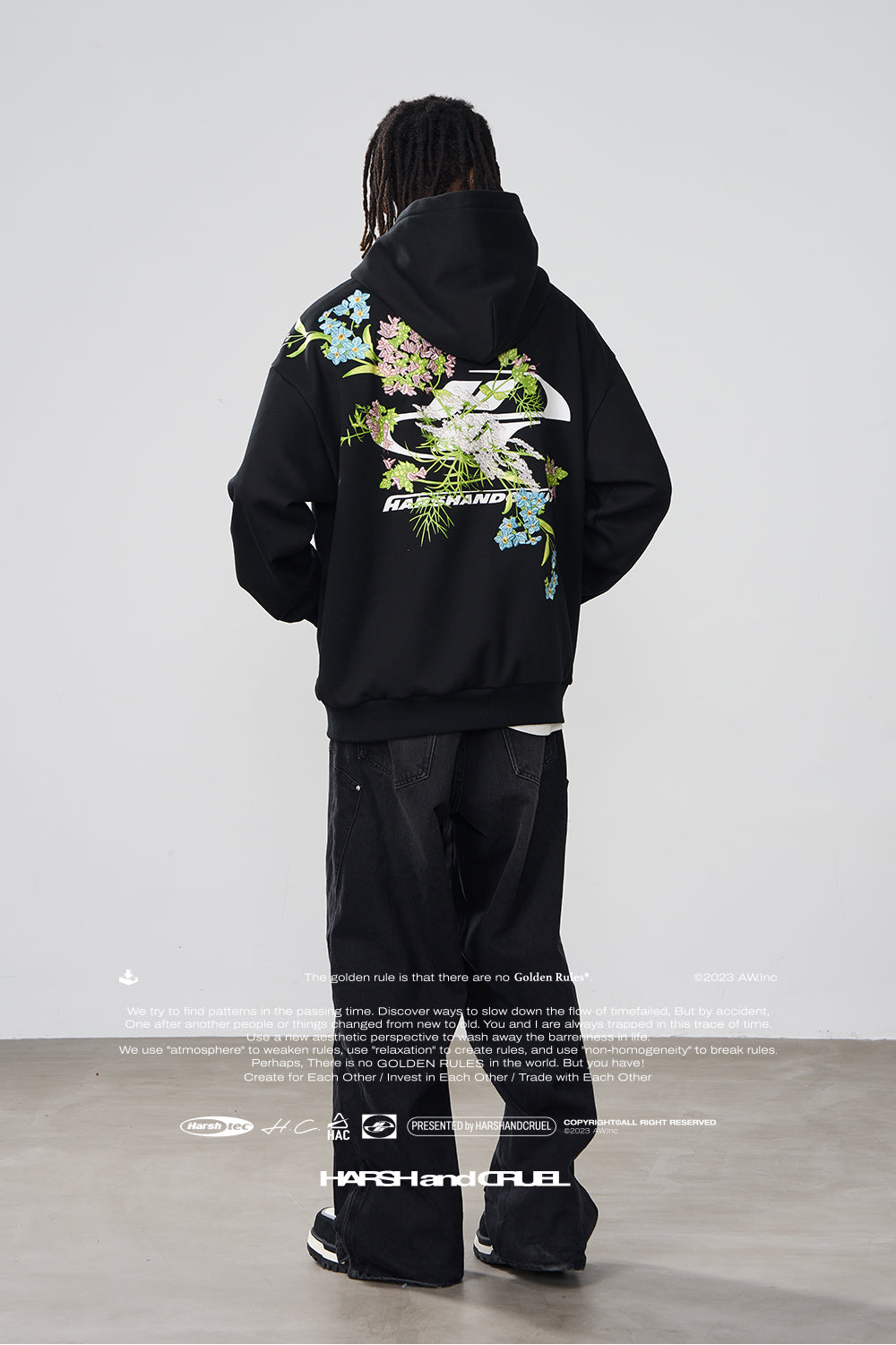Harshandcruel Floral embroidery loose Hoodie