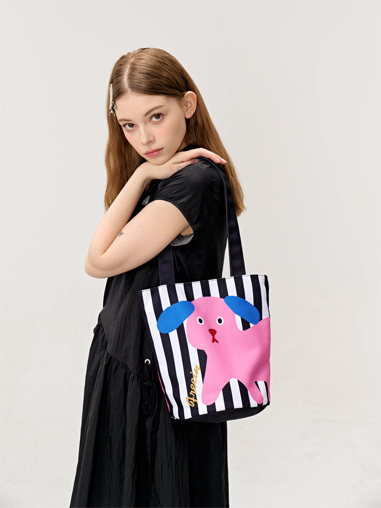 FREEIN Cat Cute Puppy Print Tote Bag