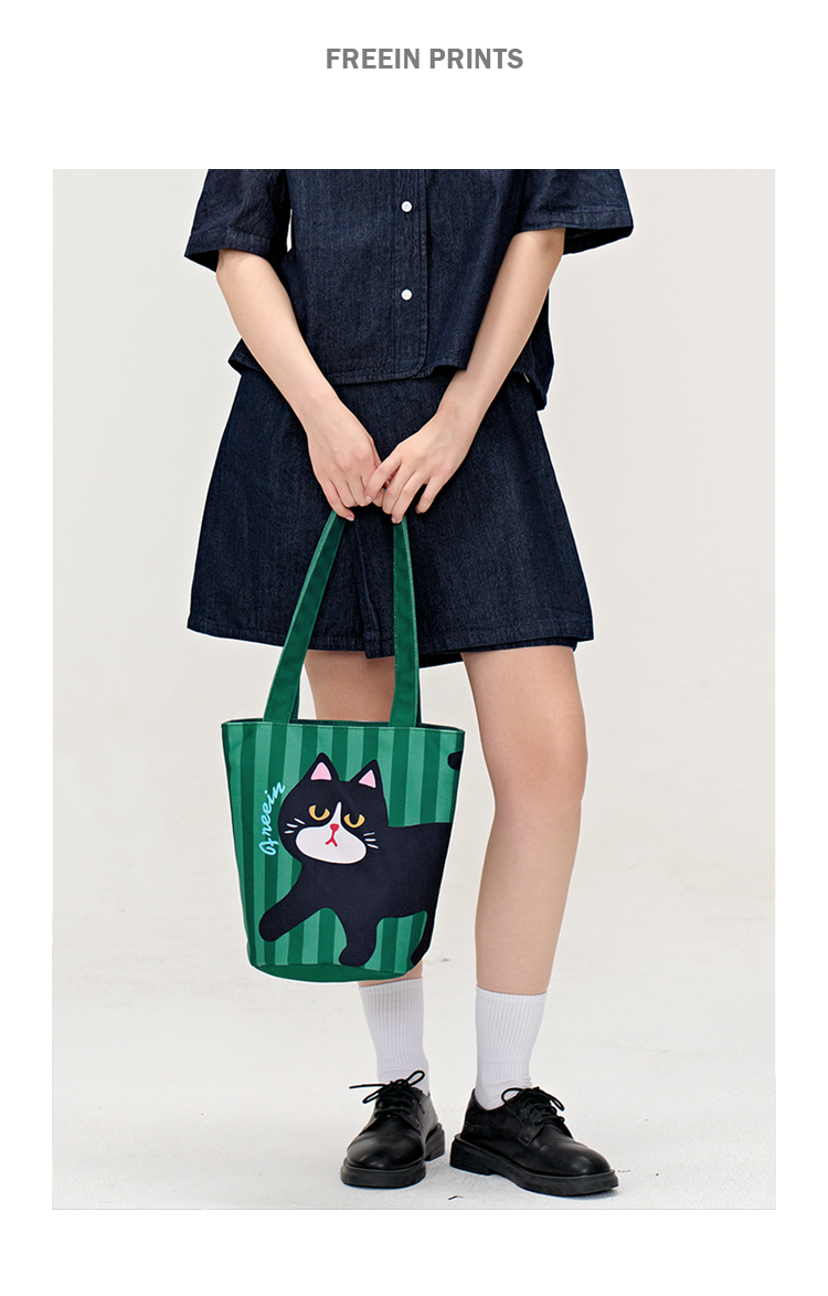 FREEIN Cat Cute Puppy Print Tote Bag